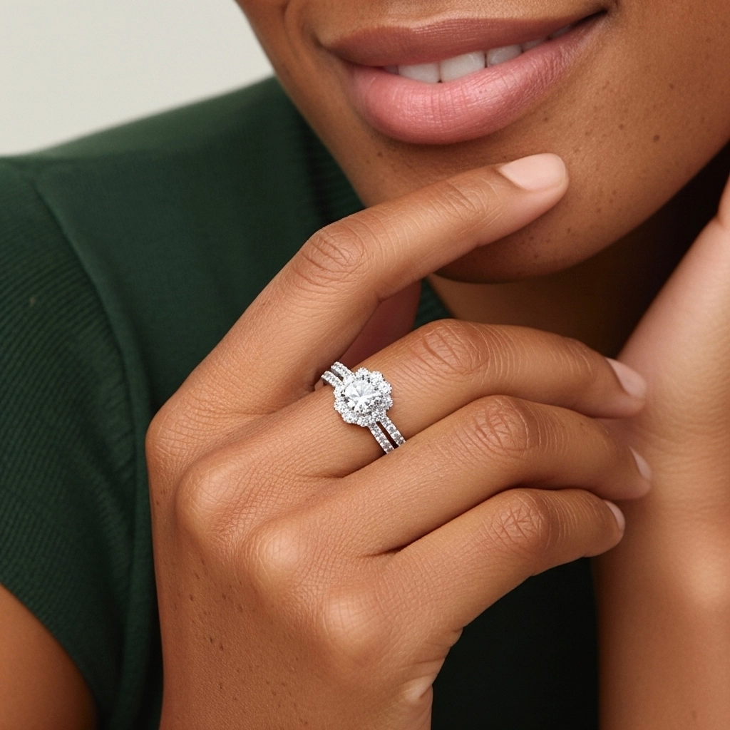 White Cubic Zirconia Wedding Ring Set