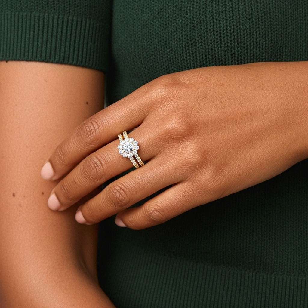 White Cubic Zirconia Wedding Ring Set