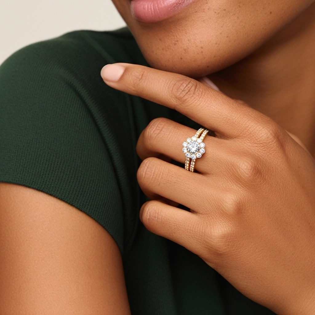 White Cubic Zirconia Wedding Ring Set