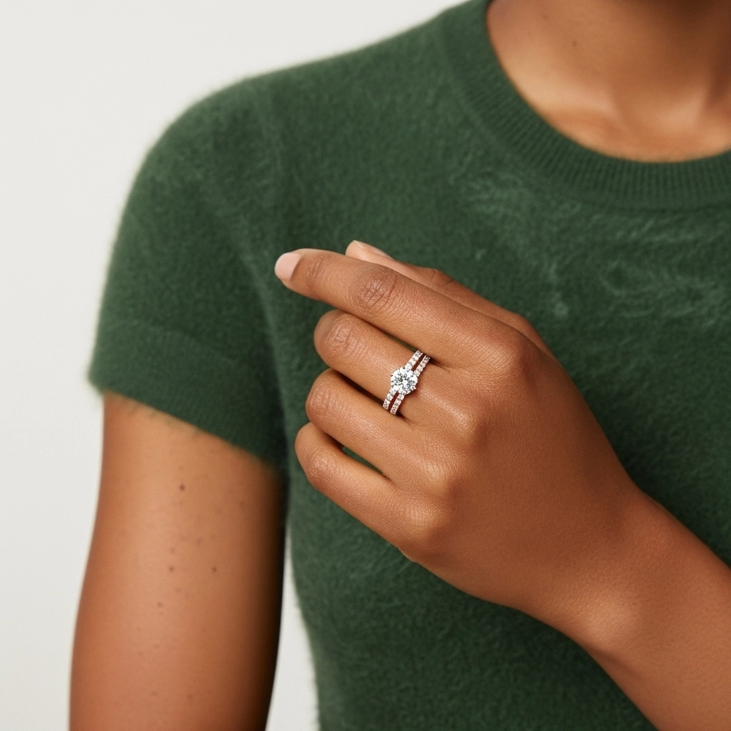 1.00ct Moissanite Ensemble nuptial Or rose 18 carats