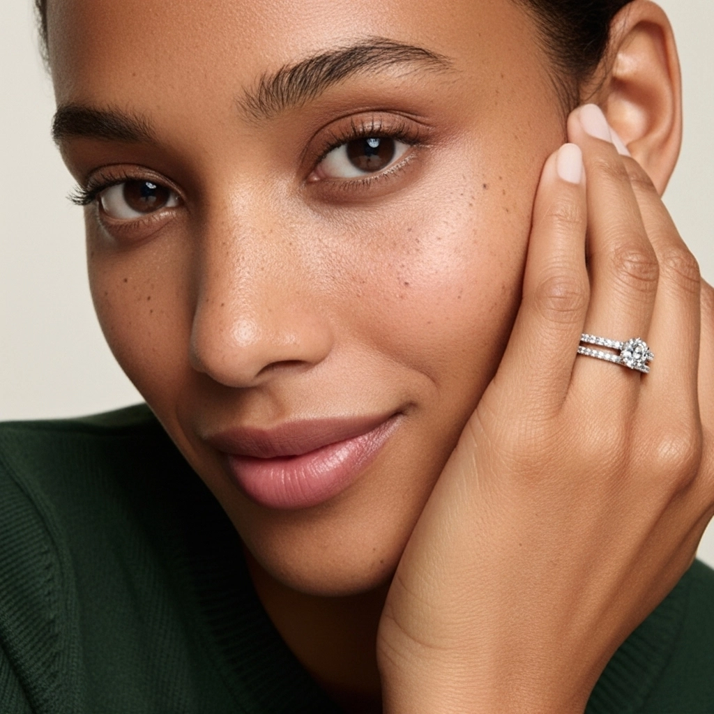 1.00ct Moissanite Ensemble nuptial Argent sterling 925