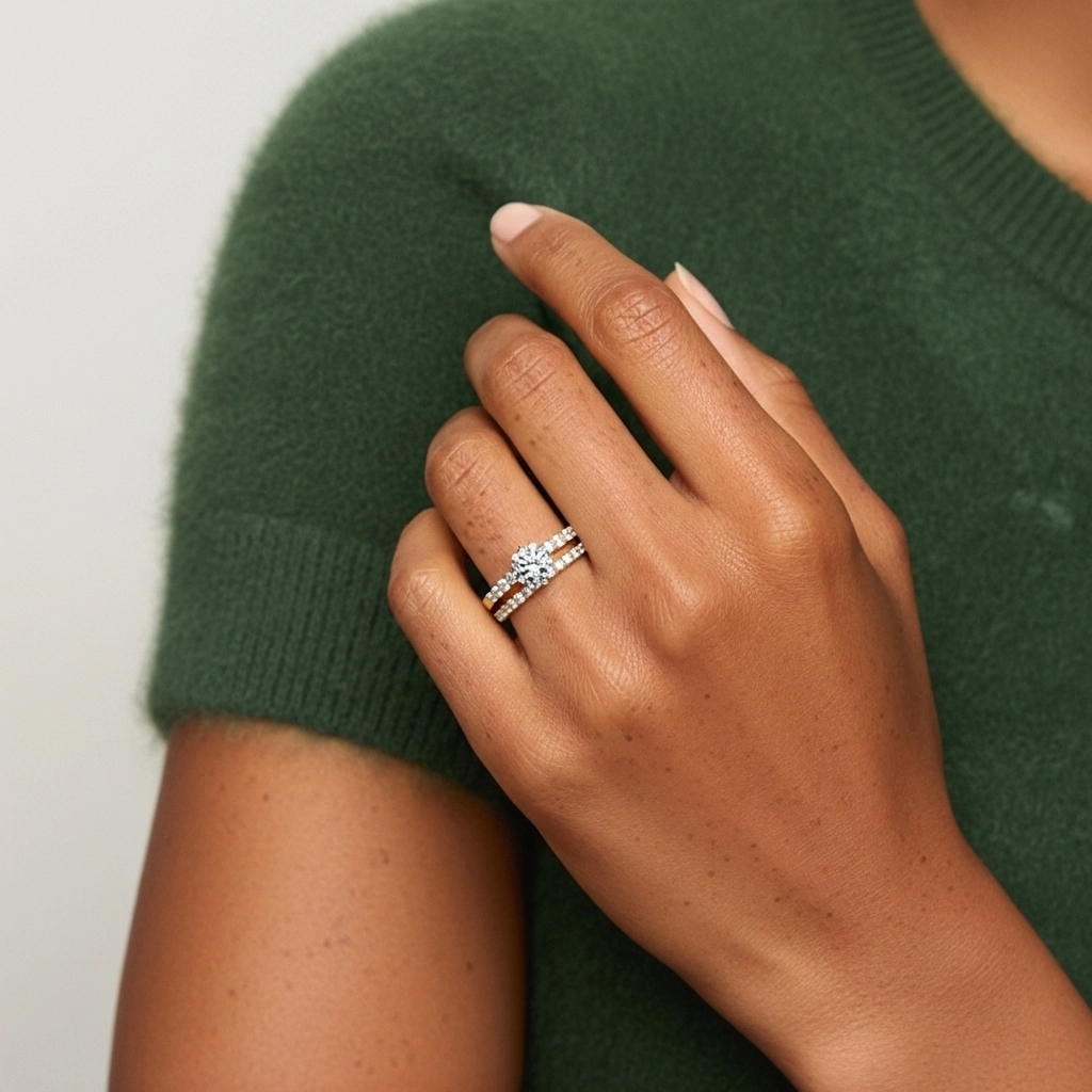 1.00ct Moissanite Ensemble nuptial Argent sterling 925