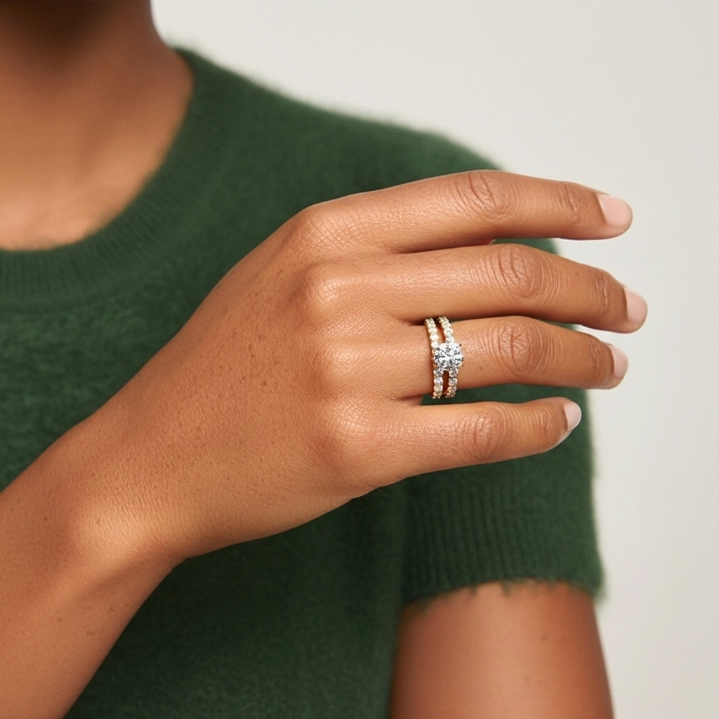 1.00ct Moissanite Ensemble nuptial Argent sterling 925