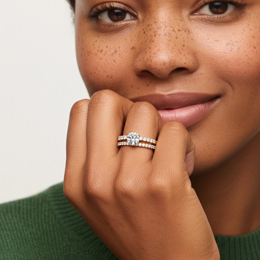 1.00ct Moissanite Ensemble nuptial Argent sterling 925