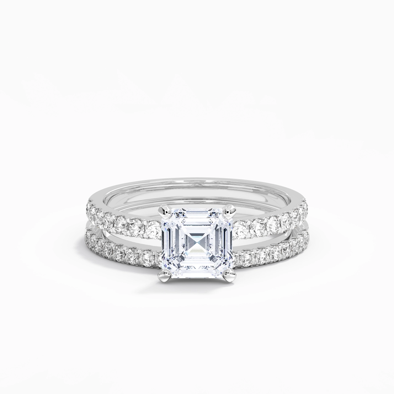Prong Wedding Ring Set 1.50ct Moissanite