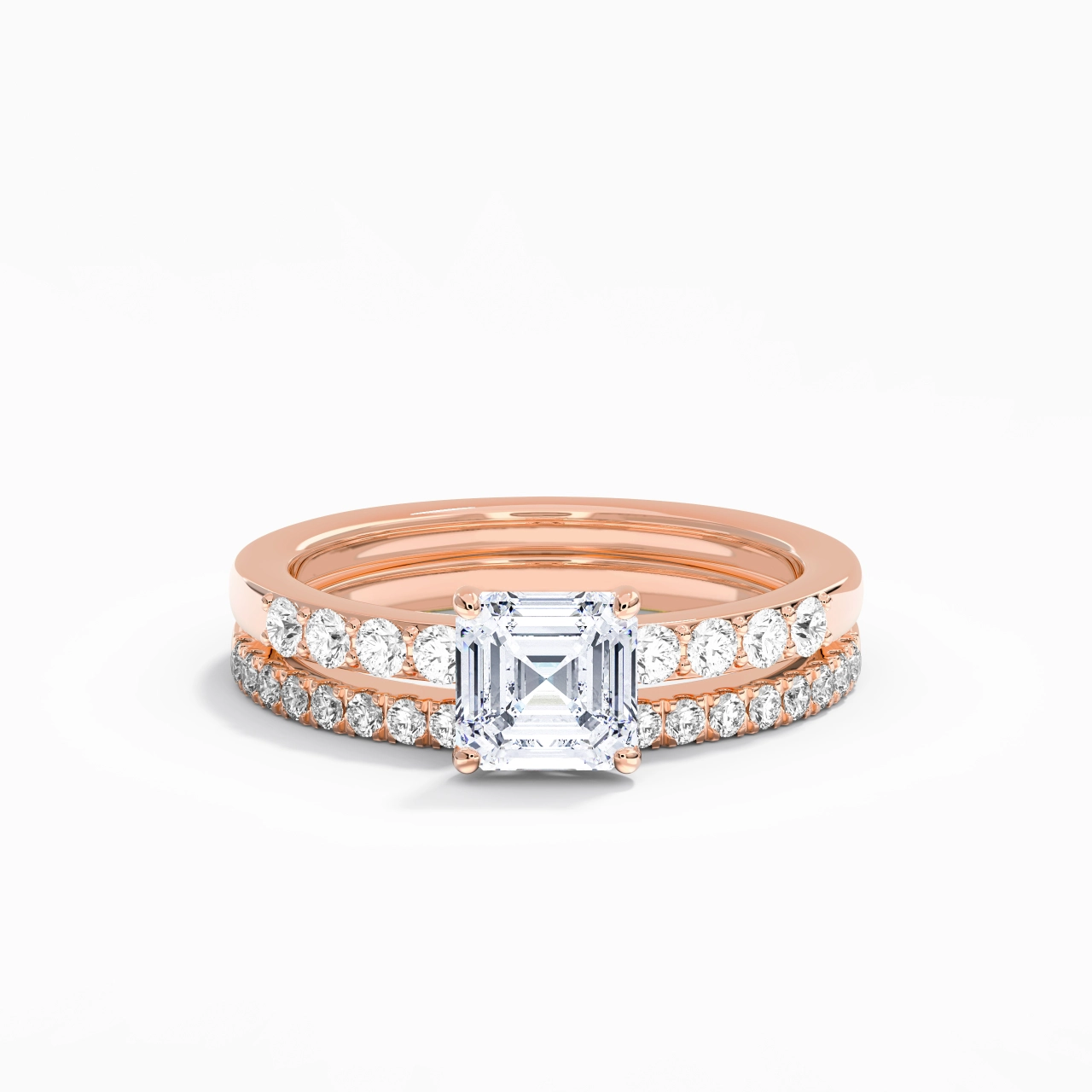 Prong Wedding Ring Set 1.00ct Moissanite