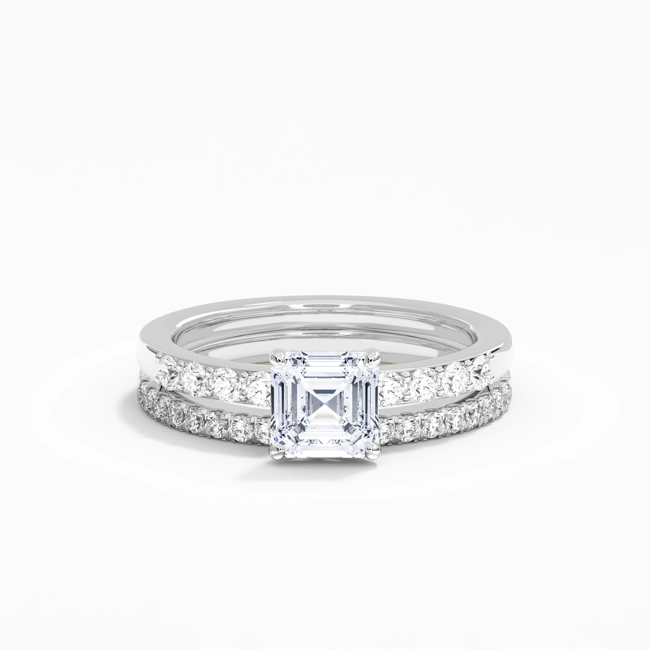 Prong Wedding Ring Set 1.00ct Moissanite