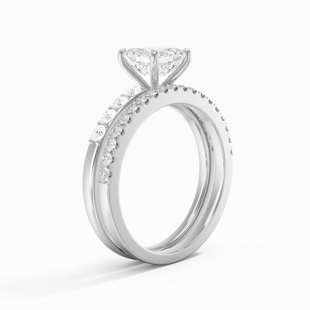 Prong Wedding Ring Set 1.00ct Moissanite