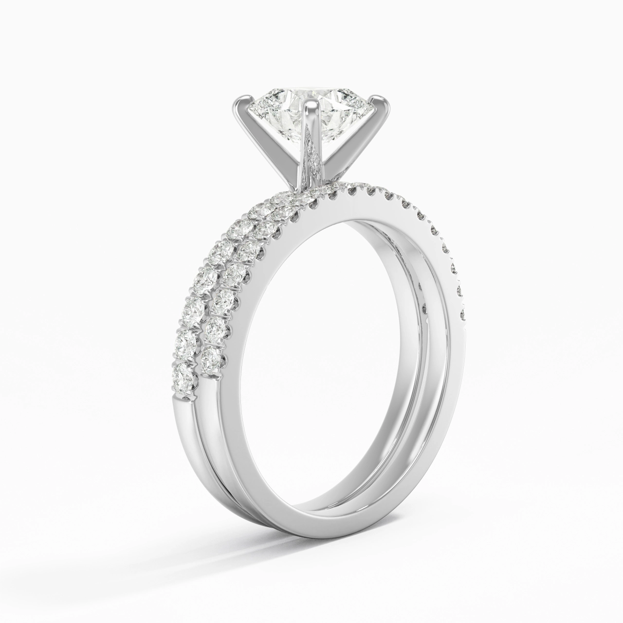 Prong Wedding Ring Set 1.50ct Moissanite