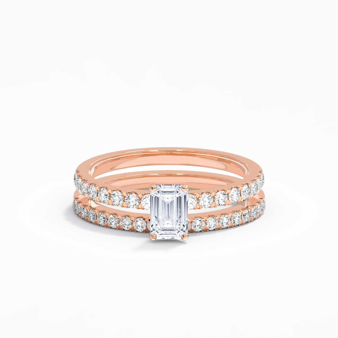 Prong Wedding Ring Set 0.80ct Moissanite