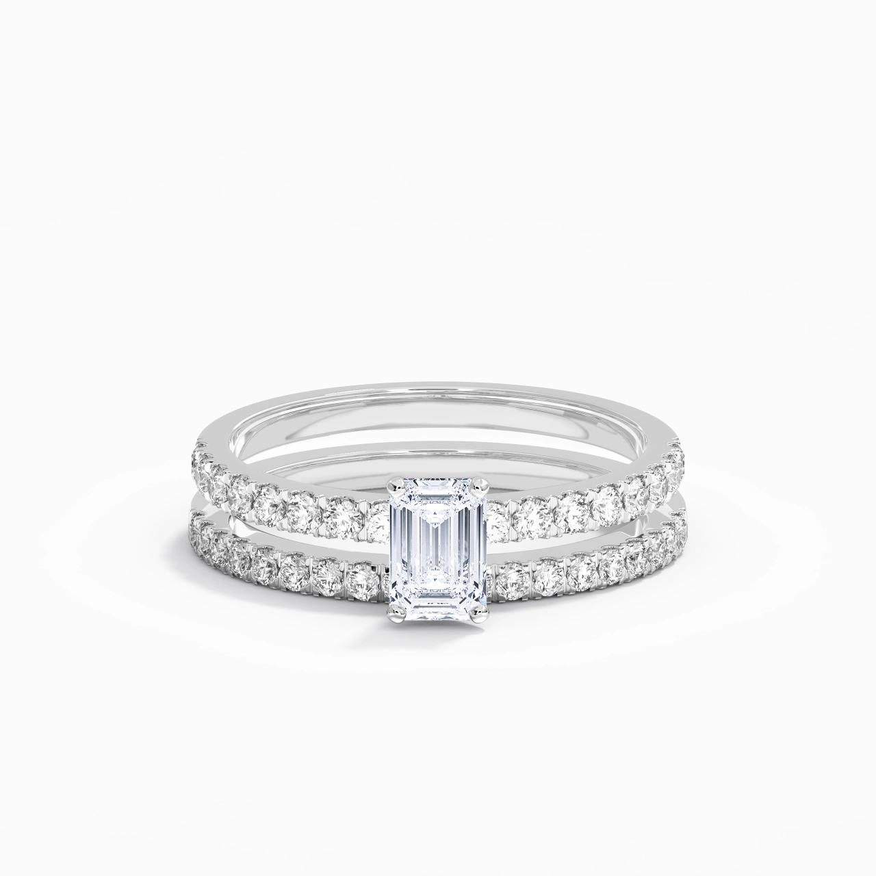 Prong Wedding Ring Set 0.80ct Moissanite