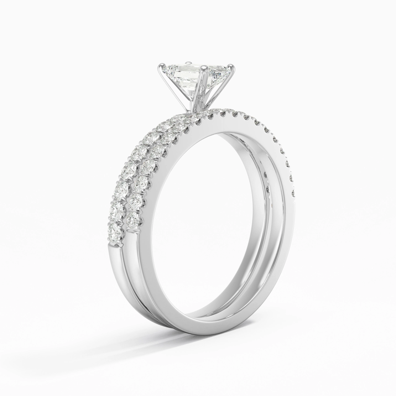 Prong Wedding Ring Set 0.80ct Moissanite