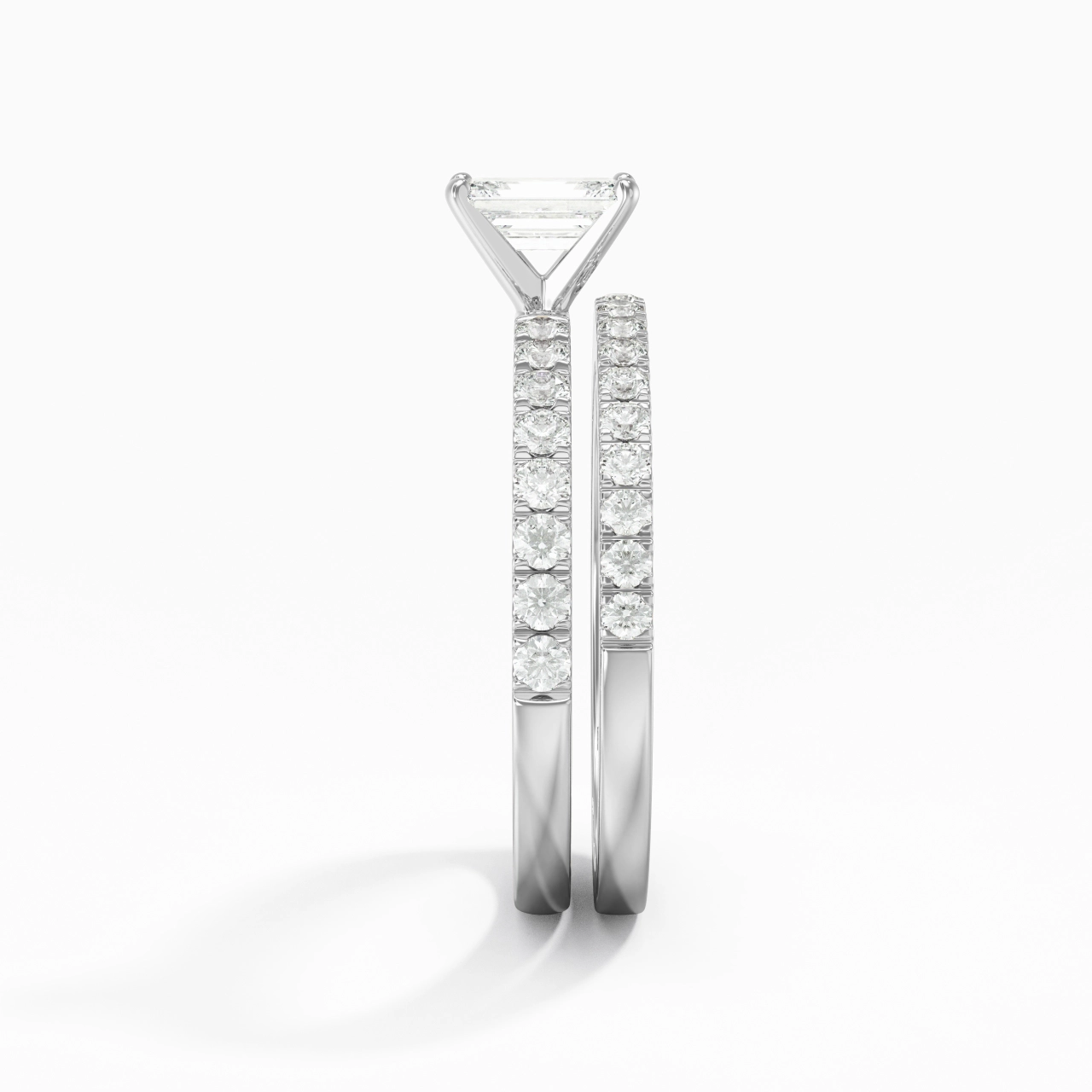 Prong Wedding Ring Set 0.80ct Moissanite