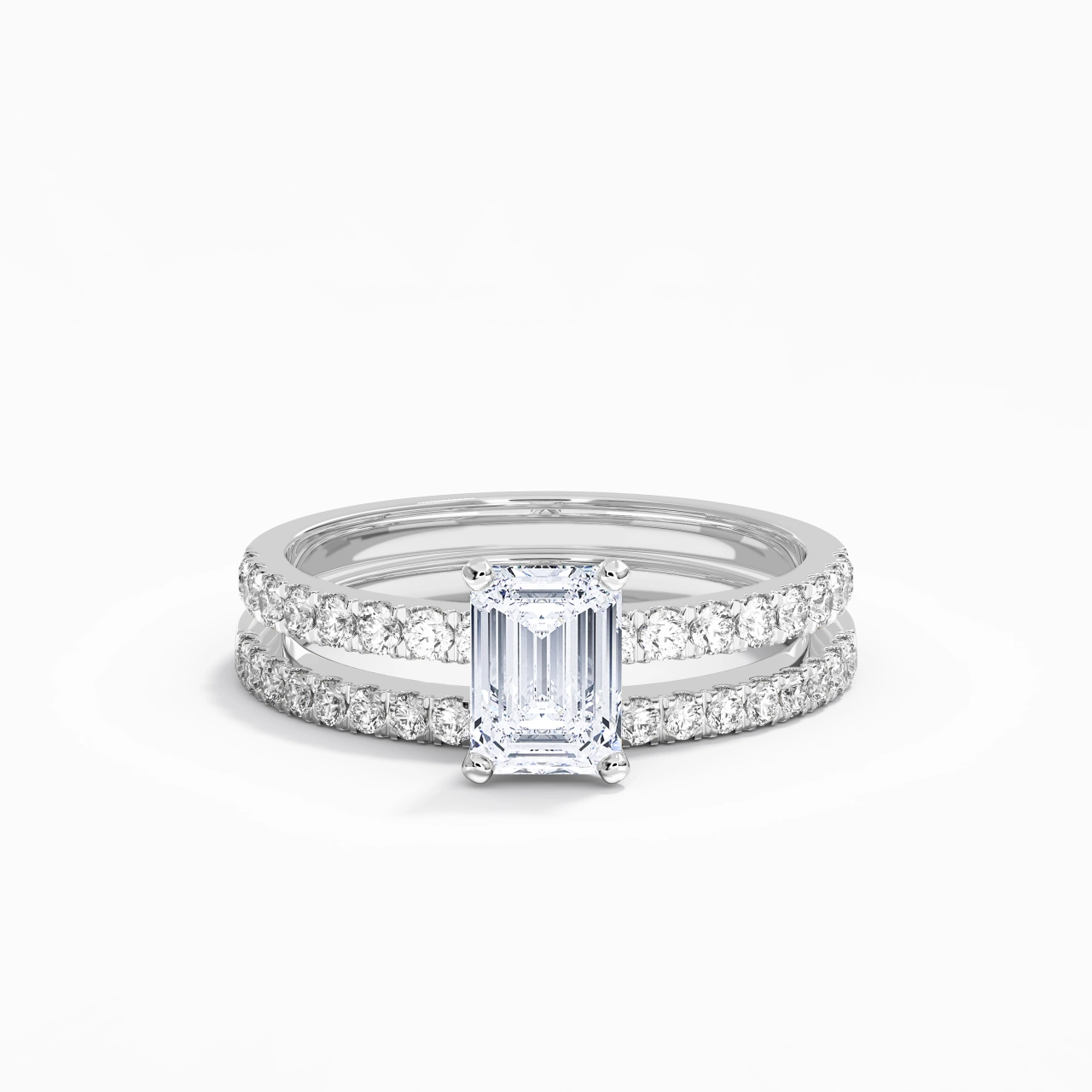 Prong Wedding Ring Set 1.00ct Moissanite