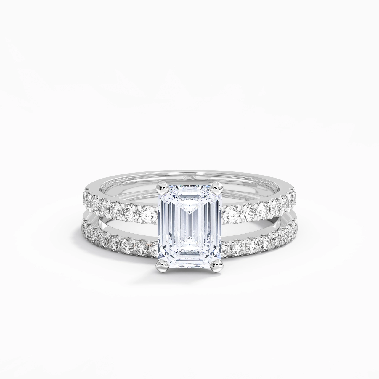 Prong Wedding Ring Set 2.00ct Moissanite