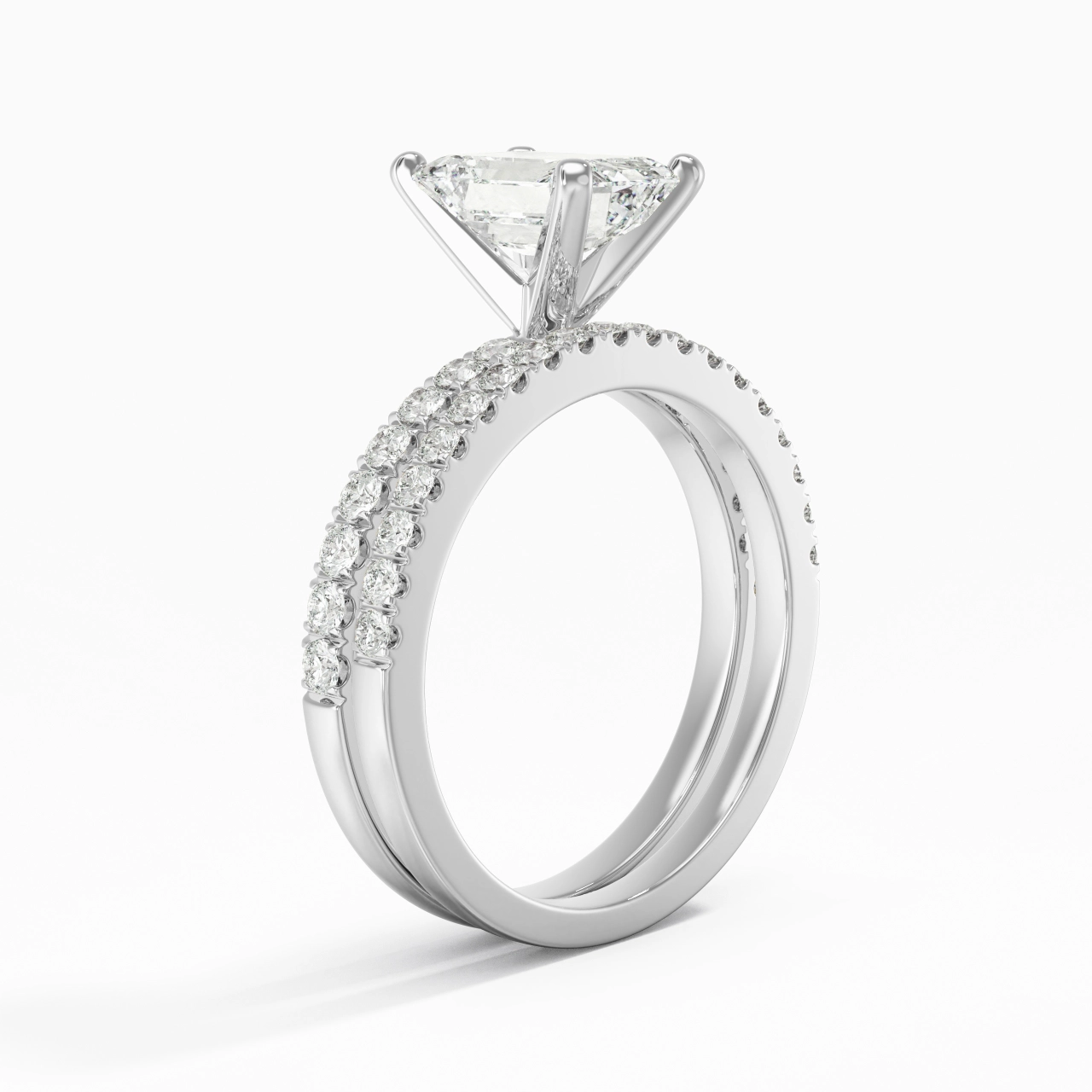 Prong Wedding Ring Set 2.00ct Moissanite