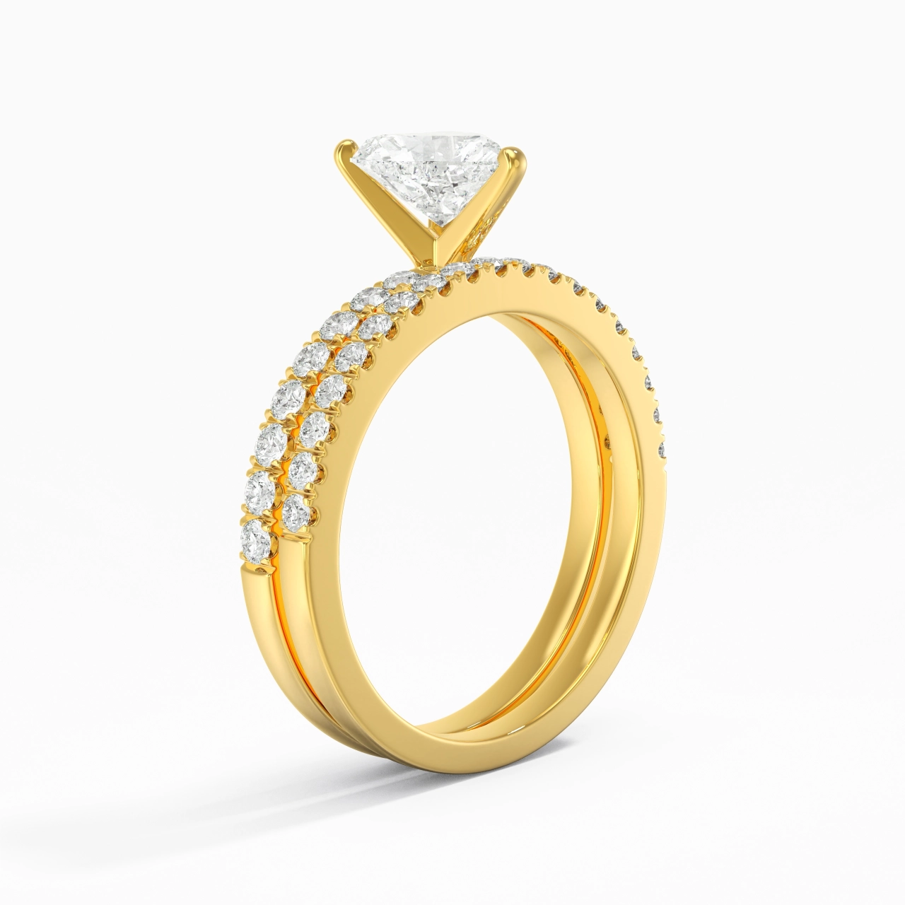 Prong Wedding Ring Set 1.00ct Moissanite