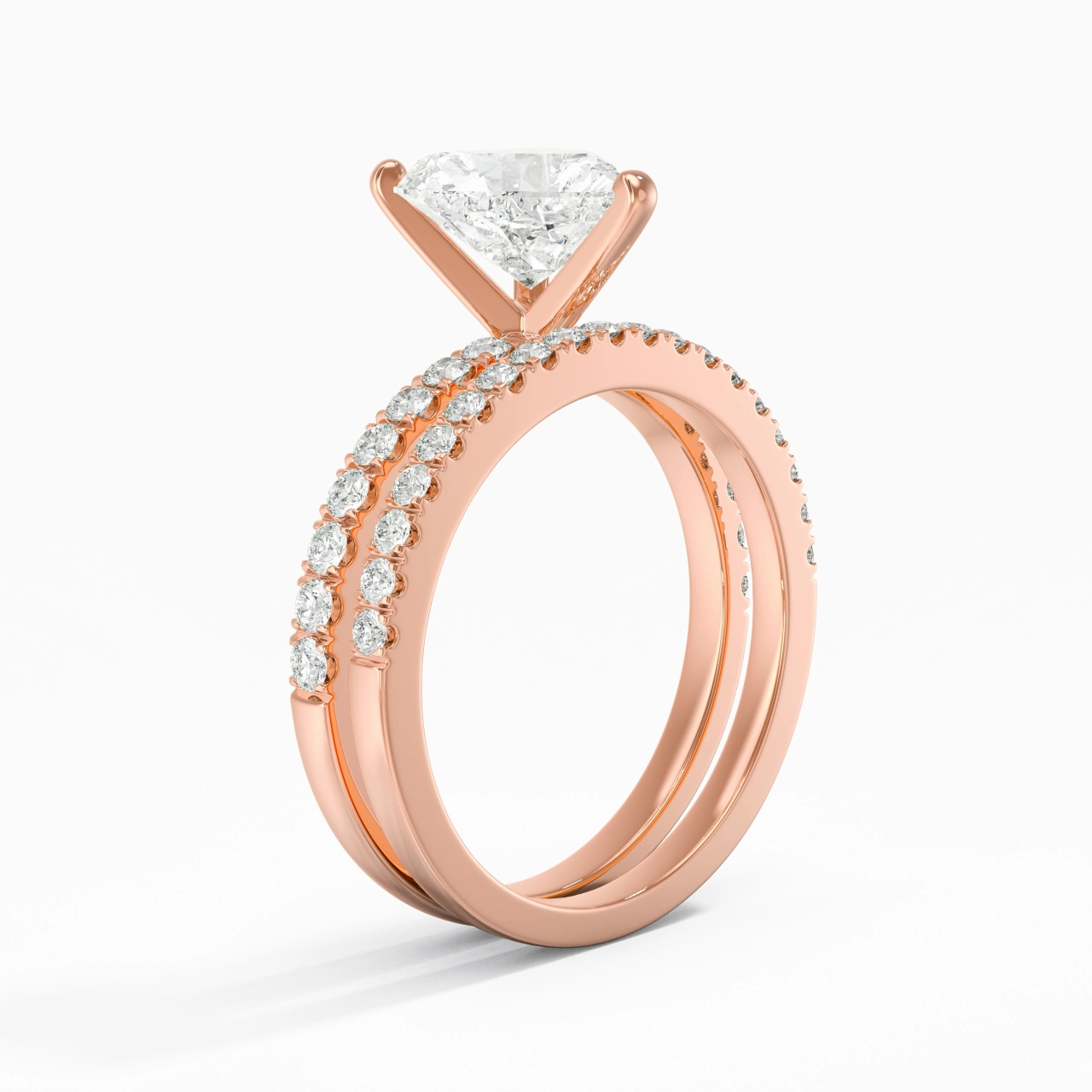 Prong Wedding Ring Set 2.00ct Moissanite