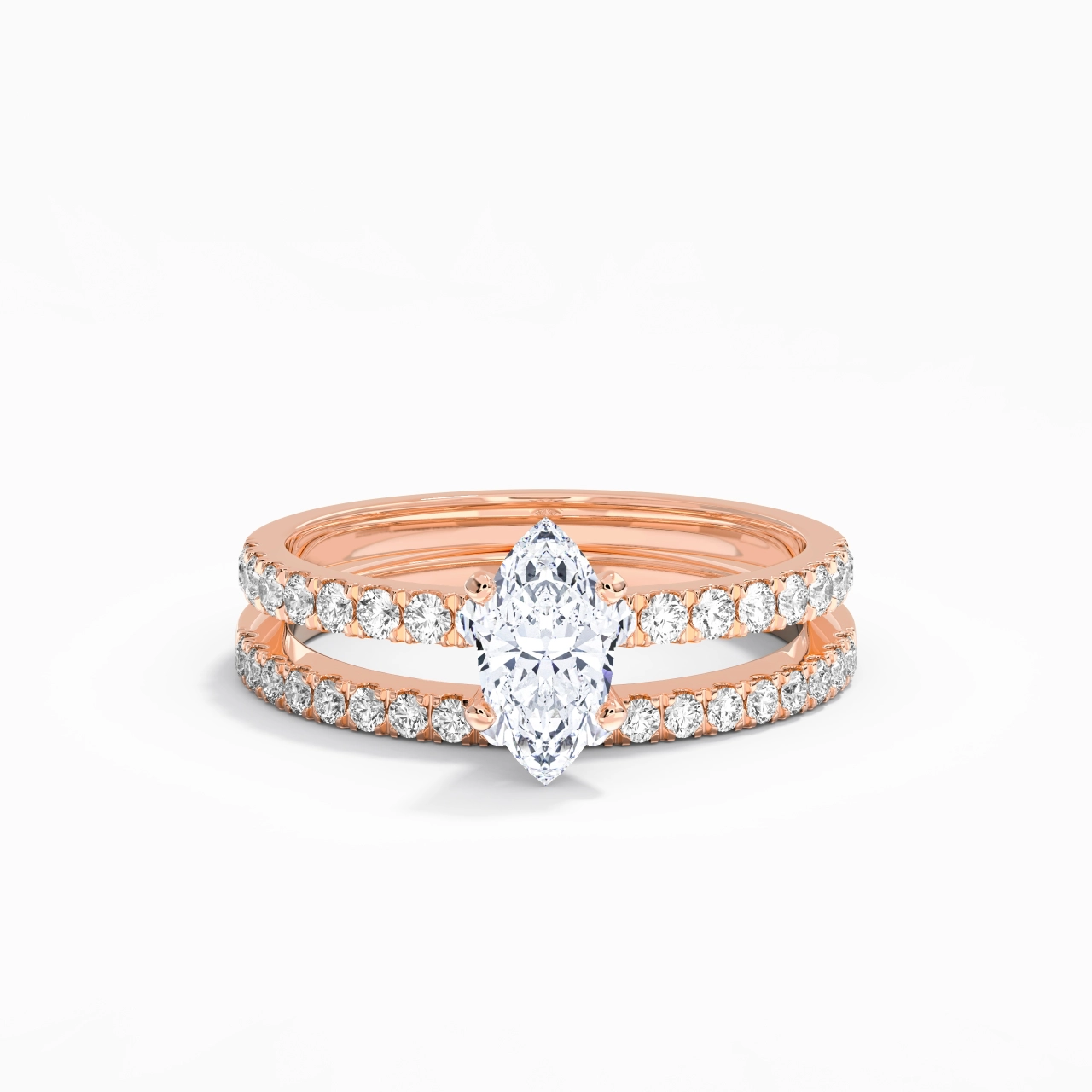 Prong Wedding Ring Set 0.80ct Moissanite