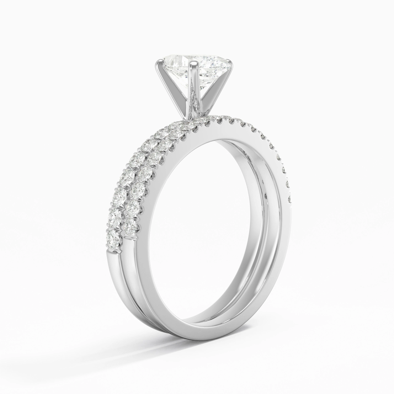Prong Wedding Ring Set 0.80ct Moissanite