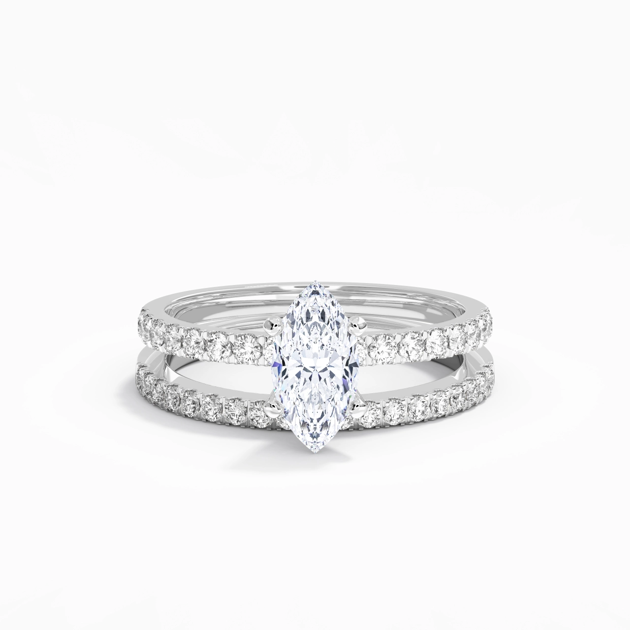 Prong Wedding Ring Set 1.00ct Moissanite