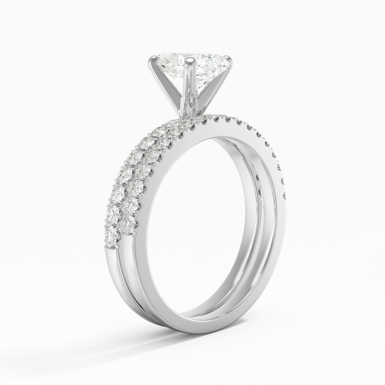 Prong Wedding Ring Set 1.00ct Moissanite