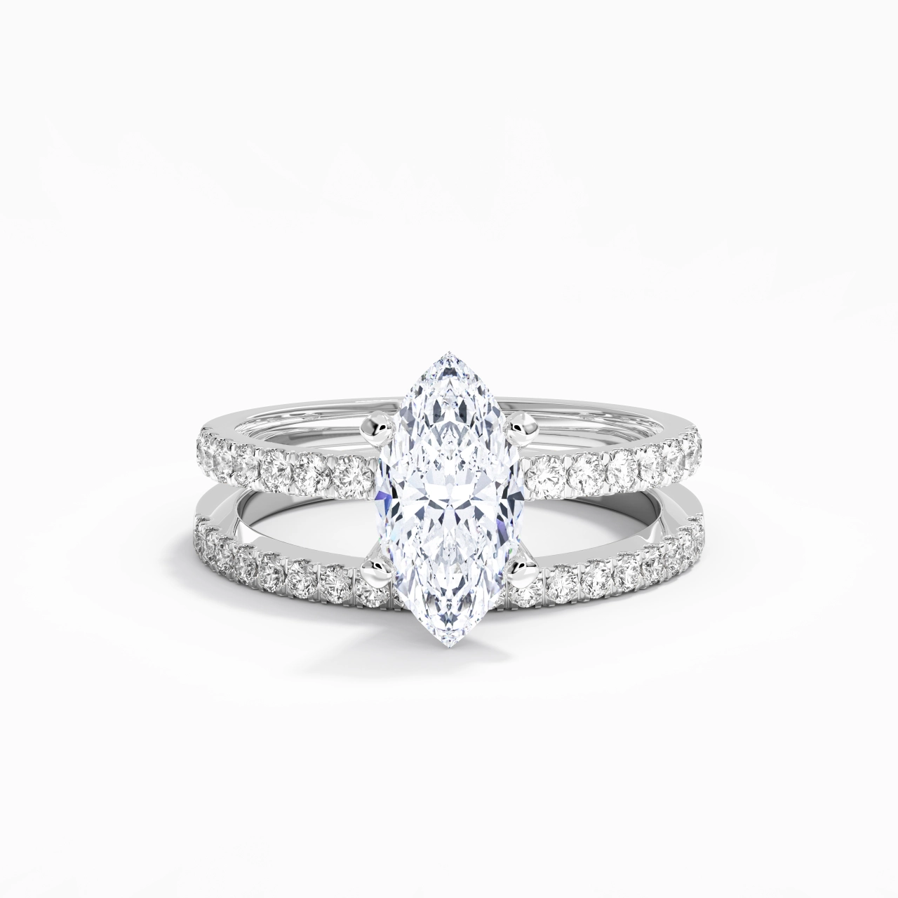 Prong Wedding Ring Set 2.00ct Moissanite