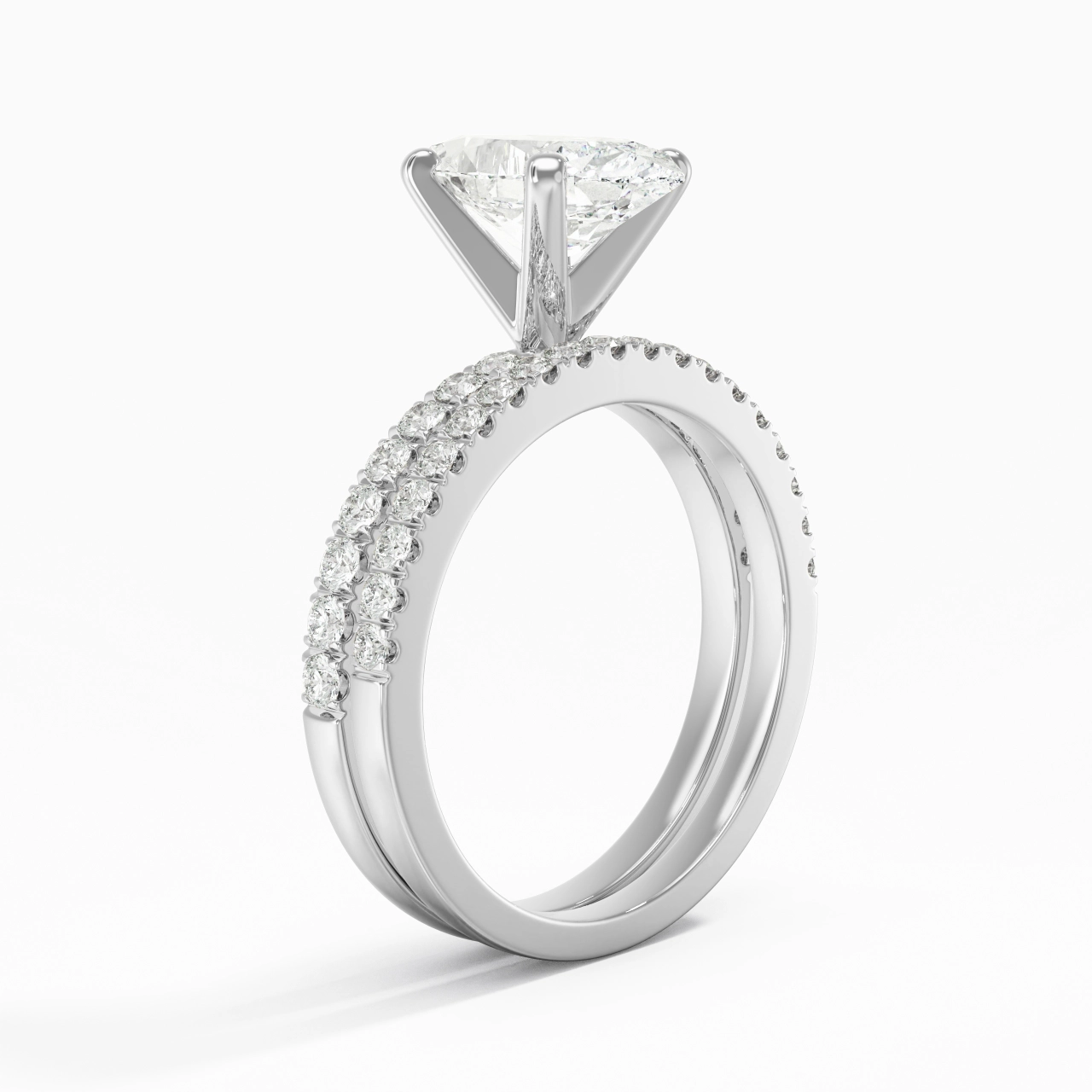 Prong Wedding Ring Set 2.00ct Moissanite