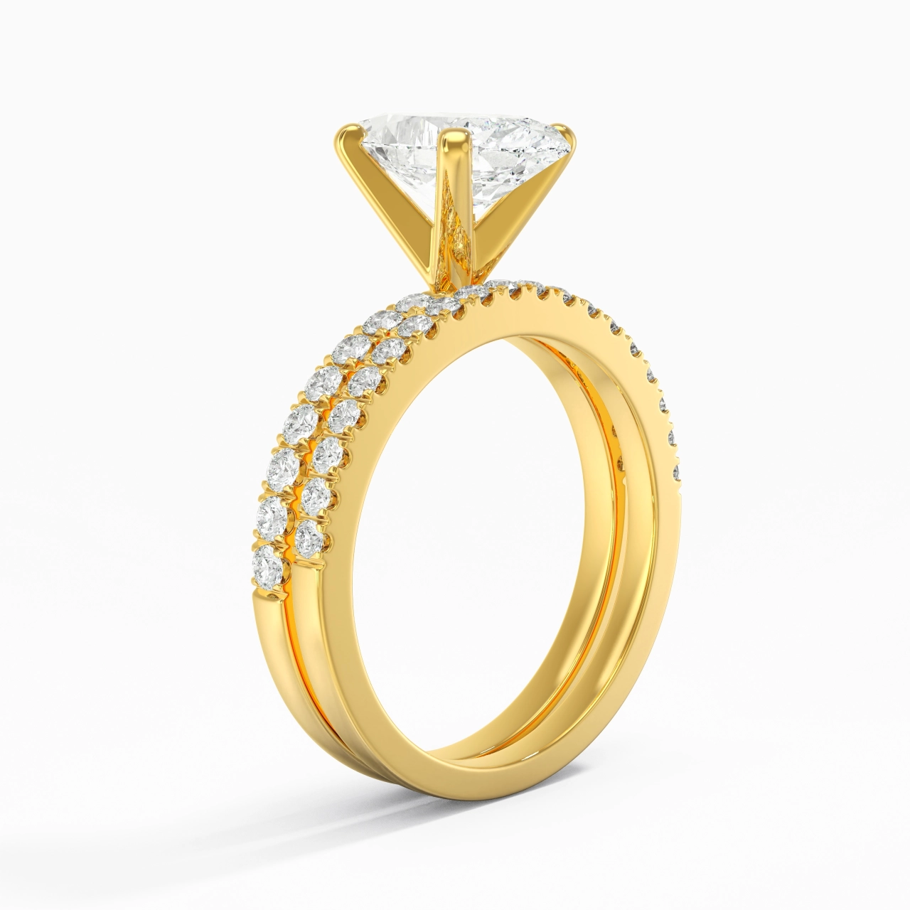 Prong Wedding Ring Set 2.00ct Moissanite