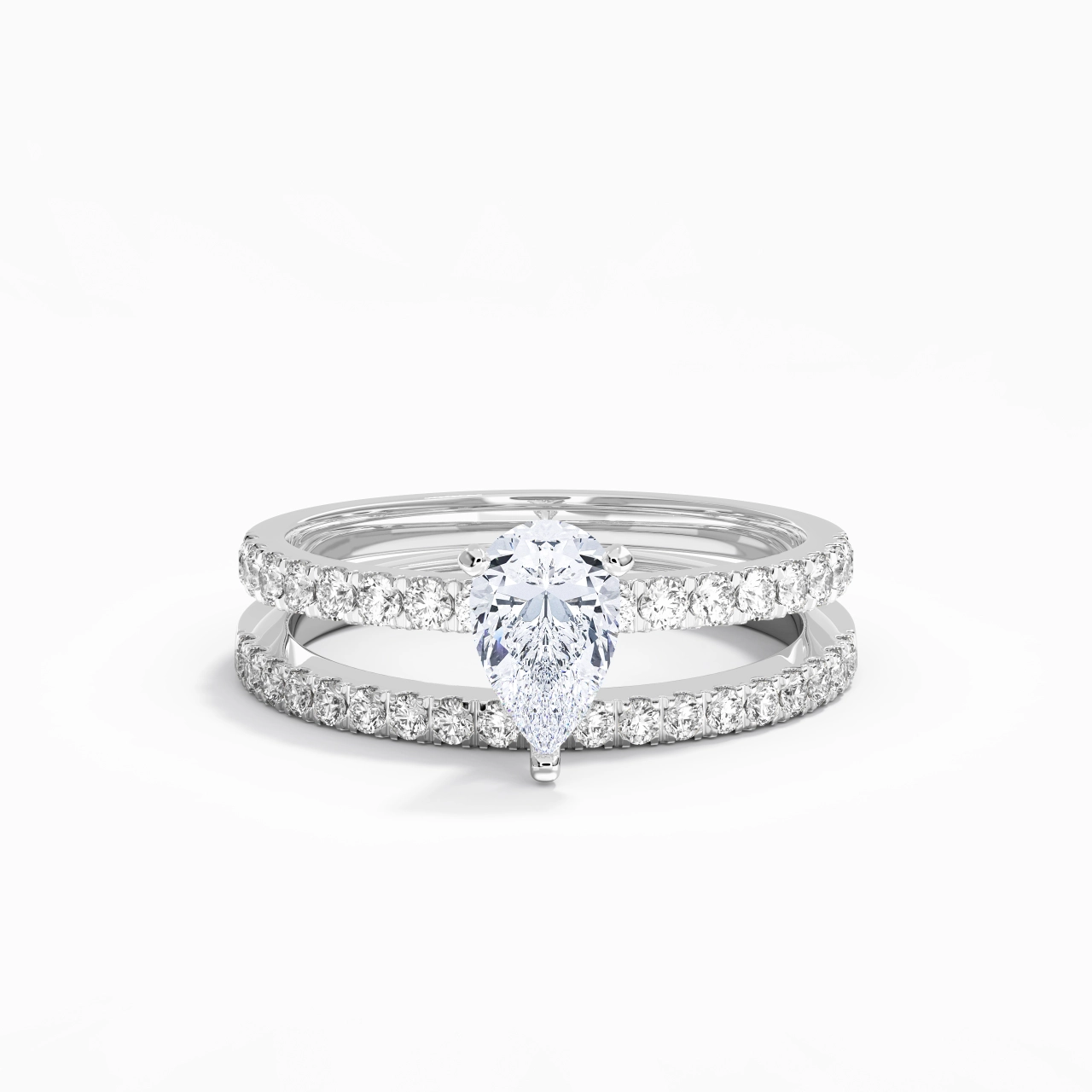 Prong Wedding Ring Set 1.00ct Moissanite
