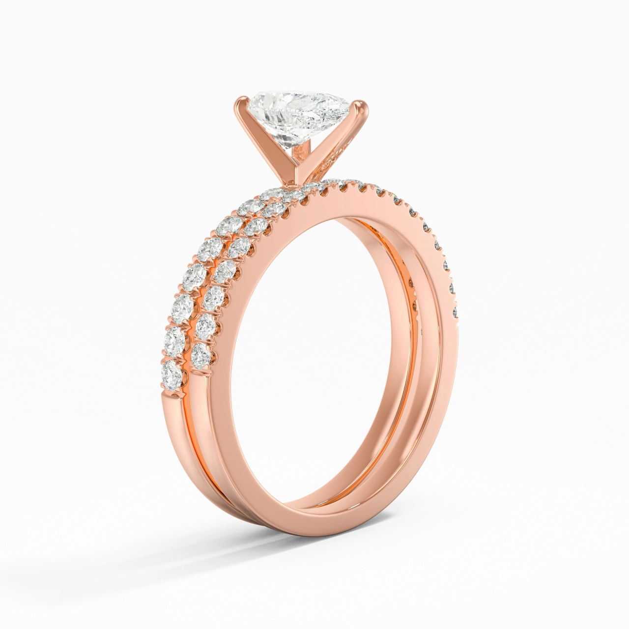 Prong Wedding Ring Set 1.00ct Moissanite