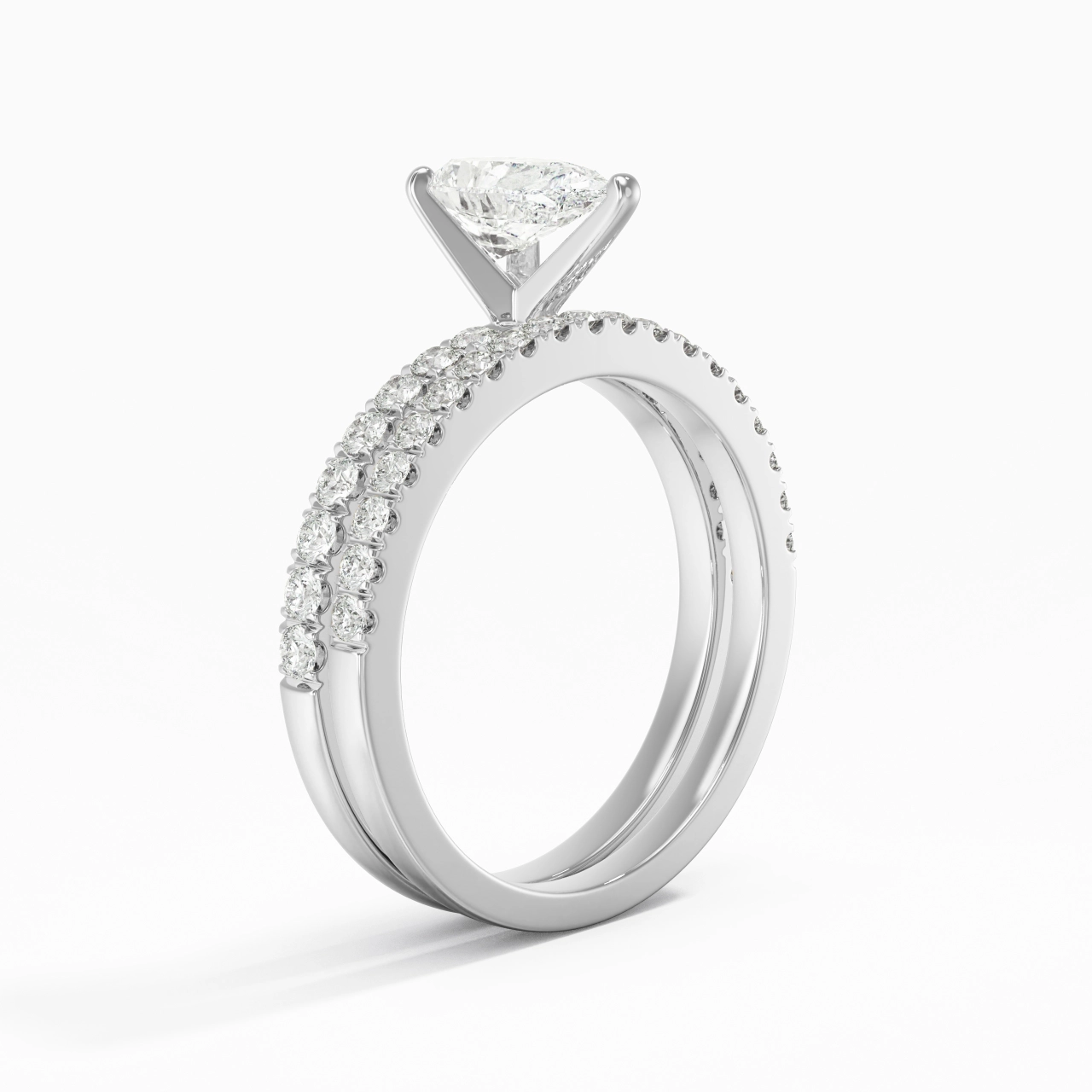 Prong Wedding Ring Set 1.00ct Moissanite