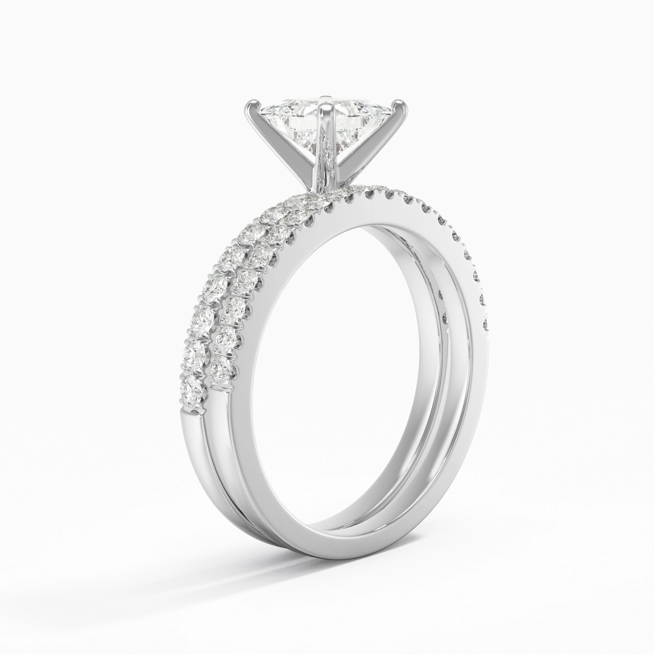 Prong Wedding Ring Set 1.00ct Moissanite
