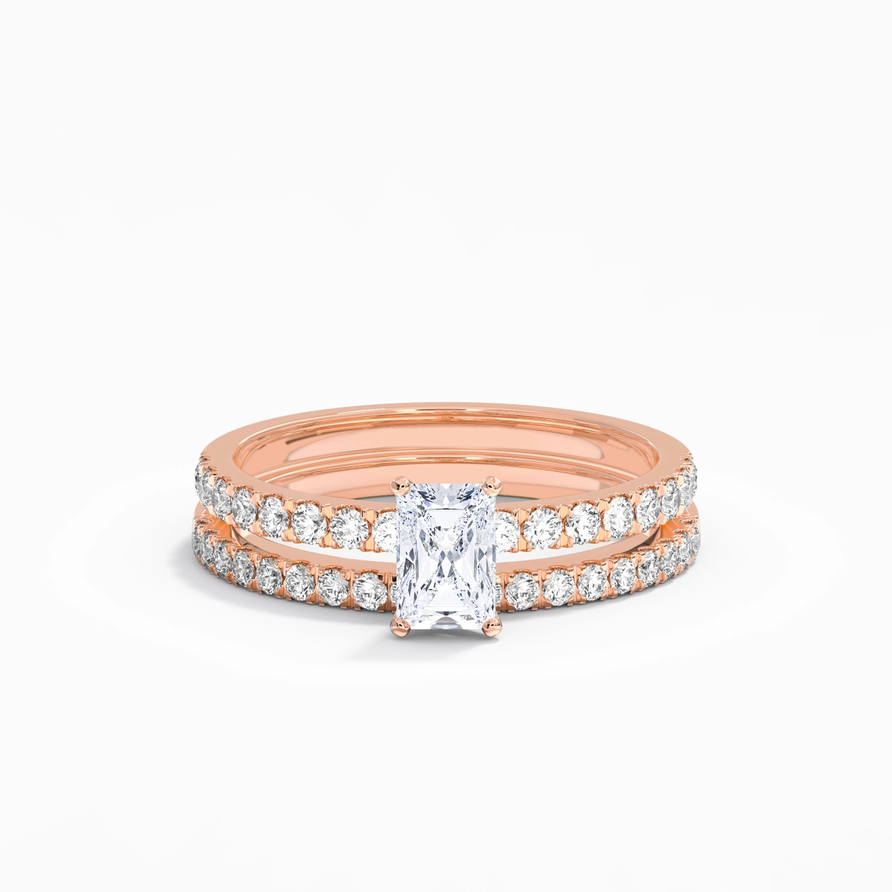 Prong Wedding Ring Set 0.80ct Moissanite