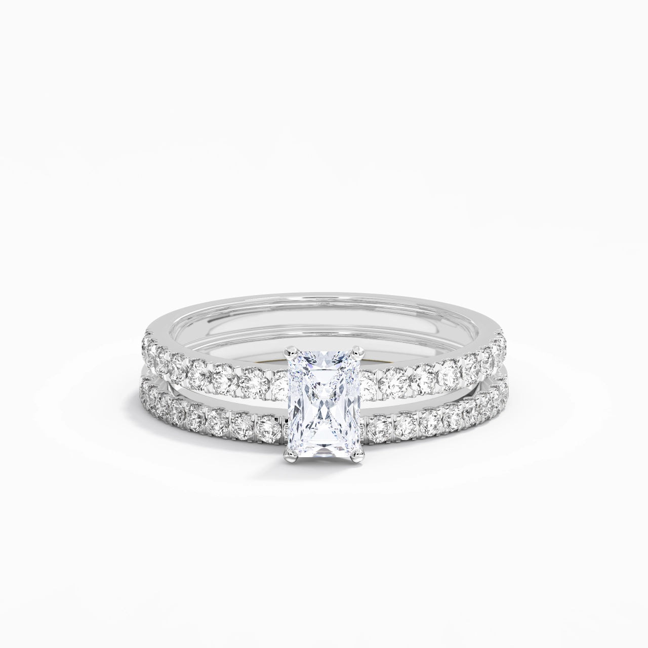 Prong Wedding Ring Set 0.80ct Moissanite