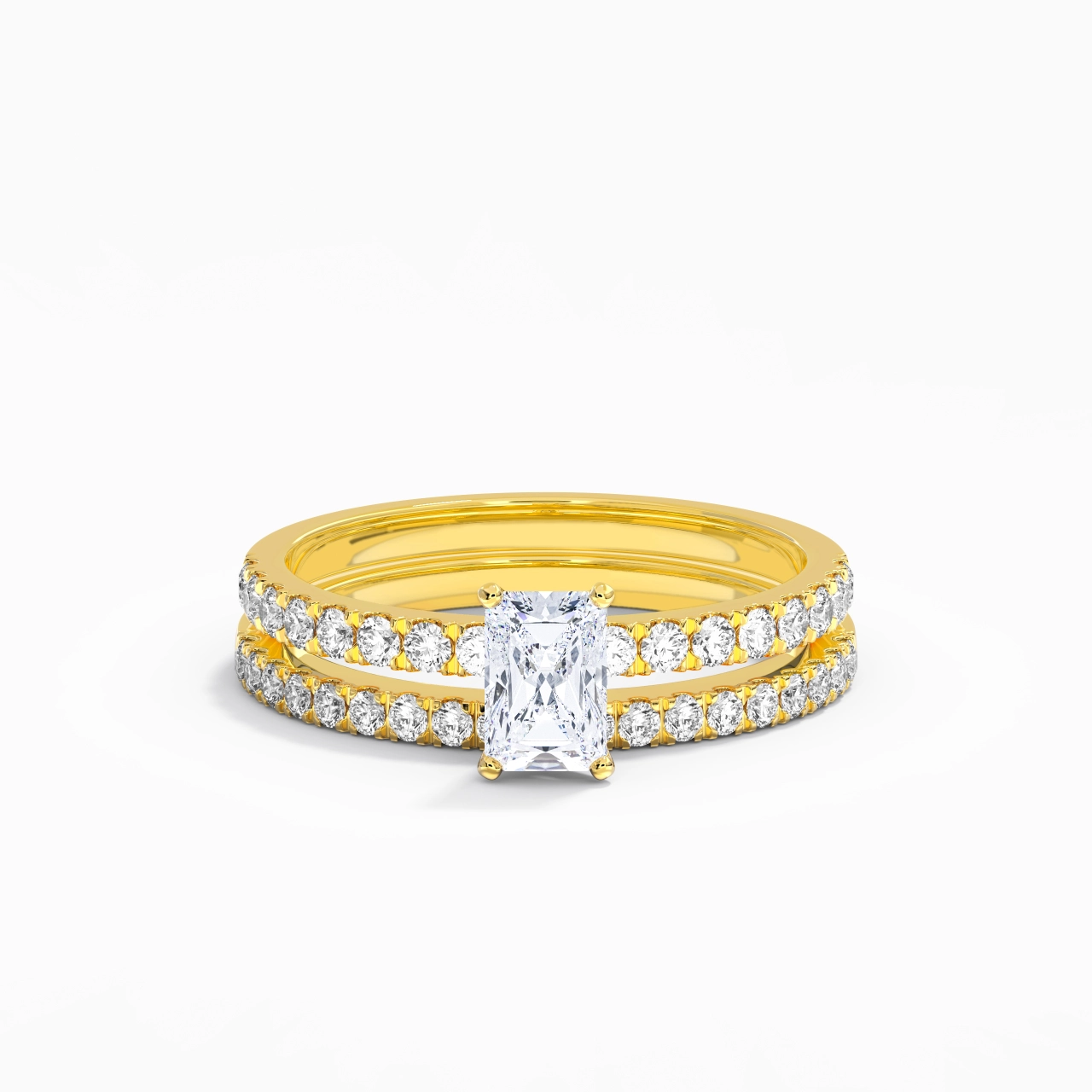 Prong Wedding Ring Set 0.80ct Moissanite