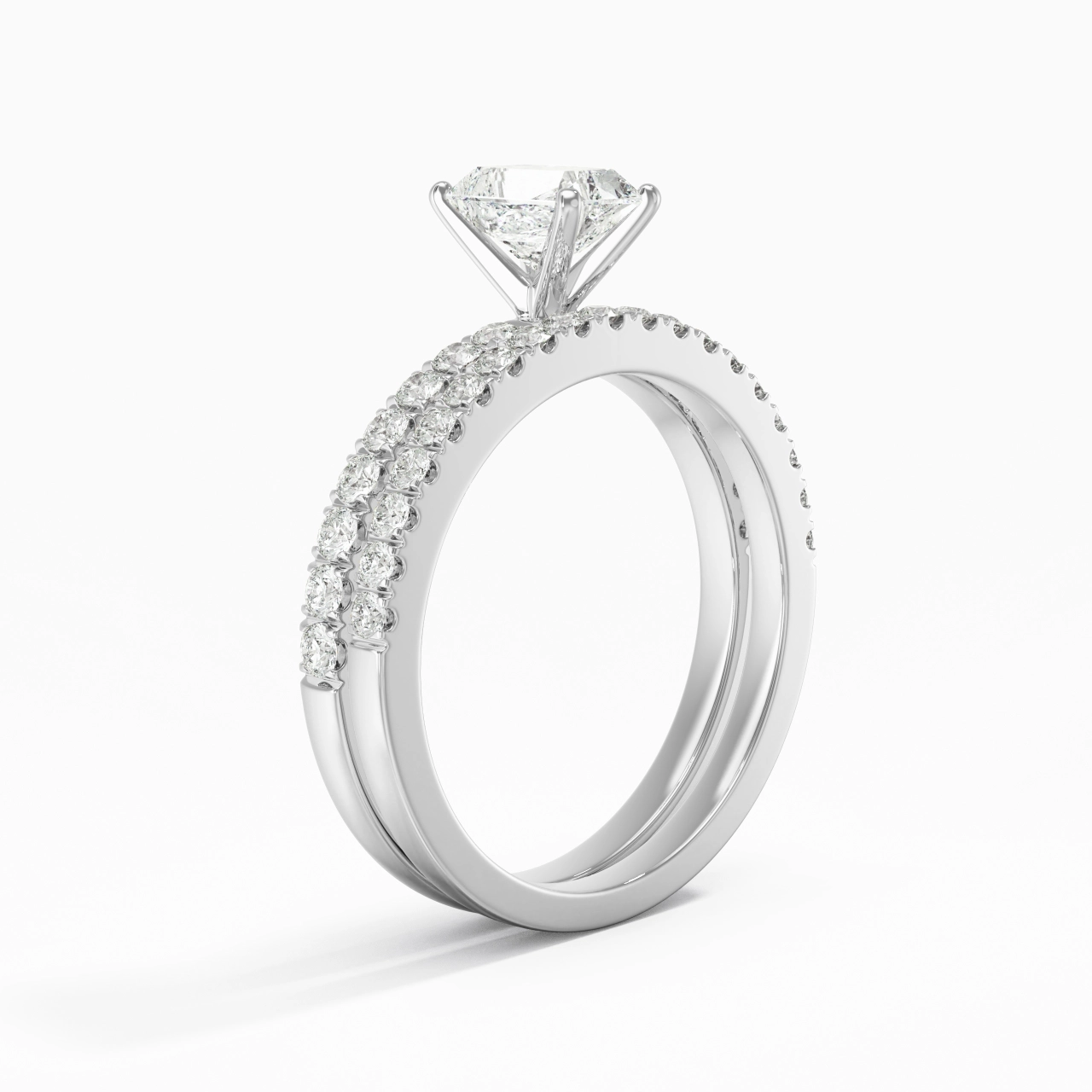 Prong Wedding Ring Set 0.80ct Moissanite
