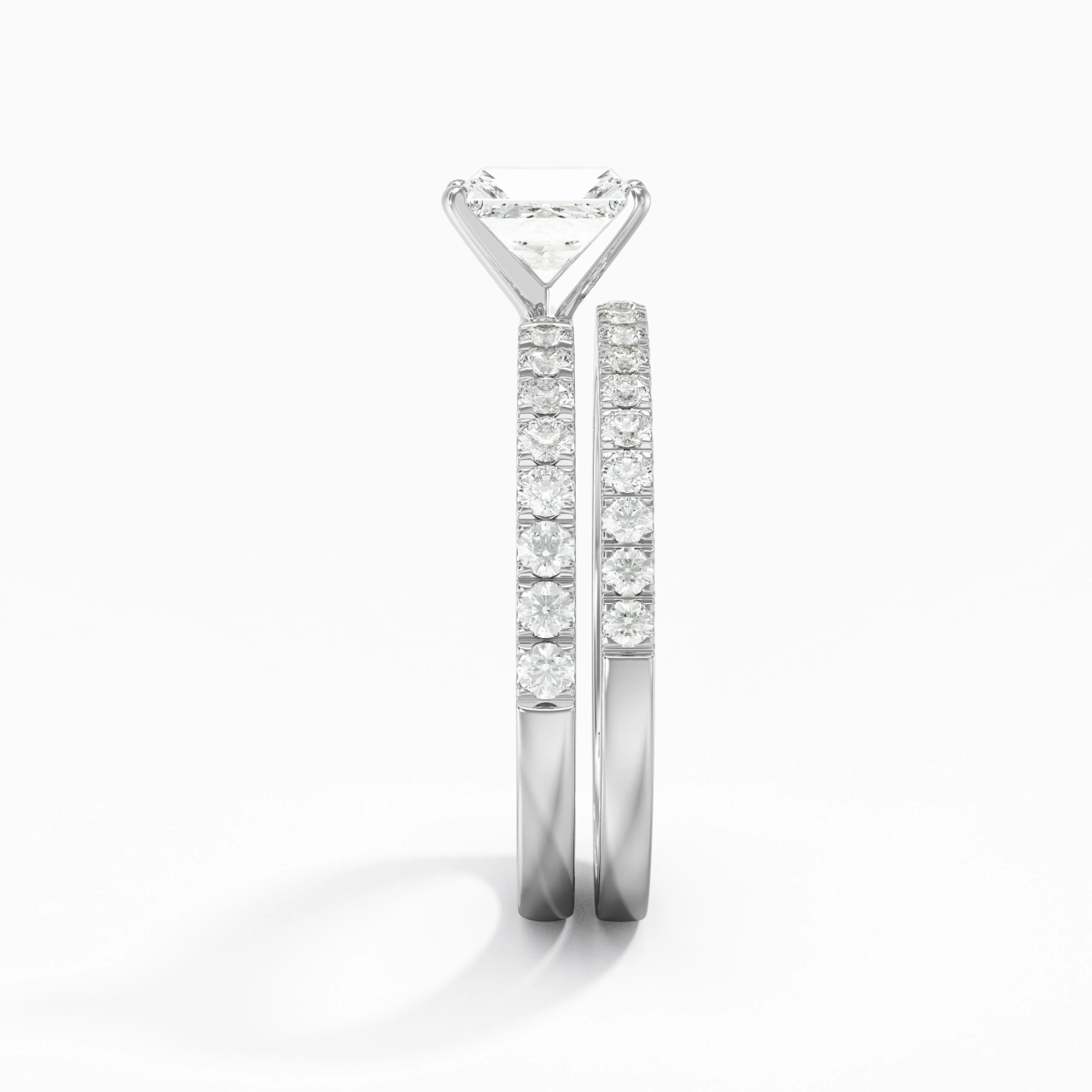 Prong Wedding Ring Set 0.80ct Moissanite