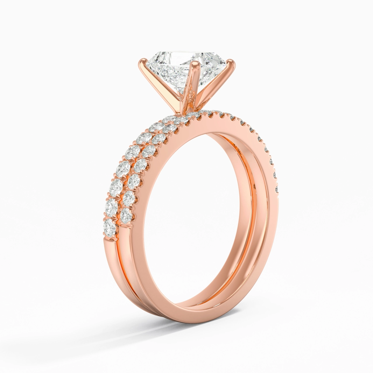 Prong Wedding Ring Set 1.00ct Moissanite