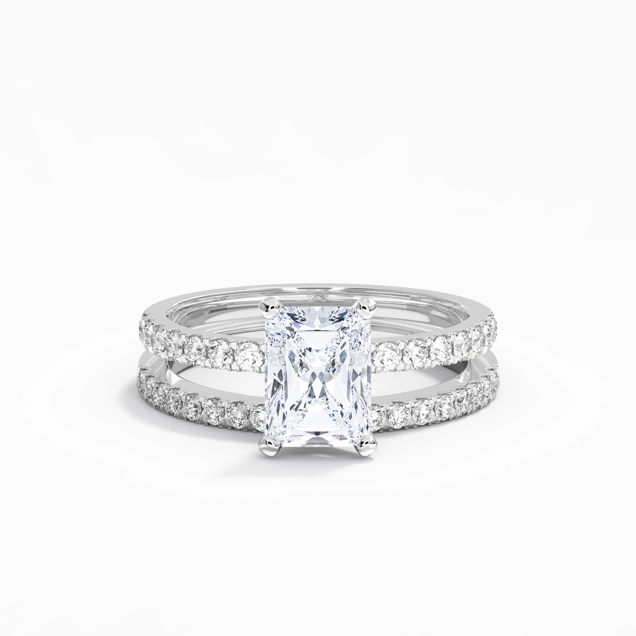 Prong Wedding Ring Set 2.00ct Moissanite