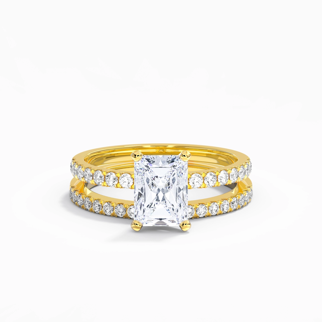 Prong Wedding Ring Set 2.00ct Moissanite