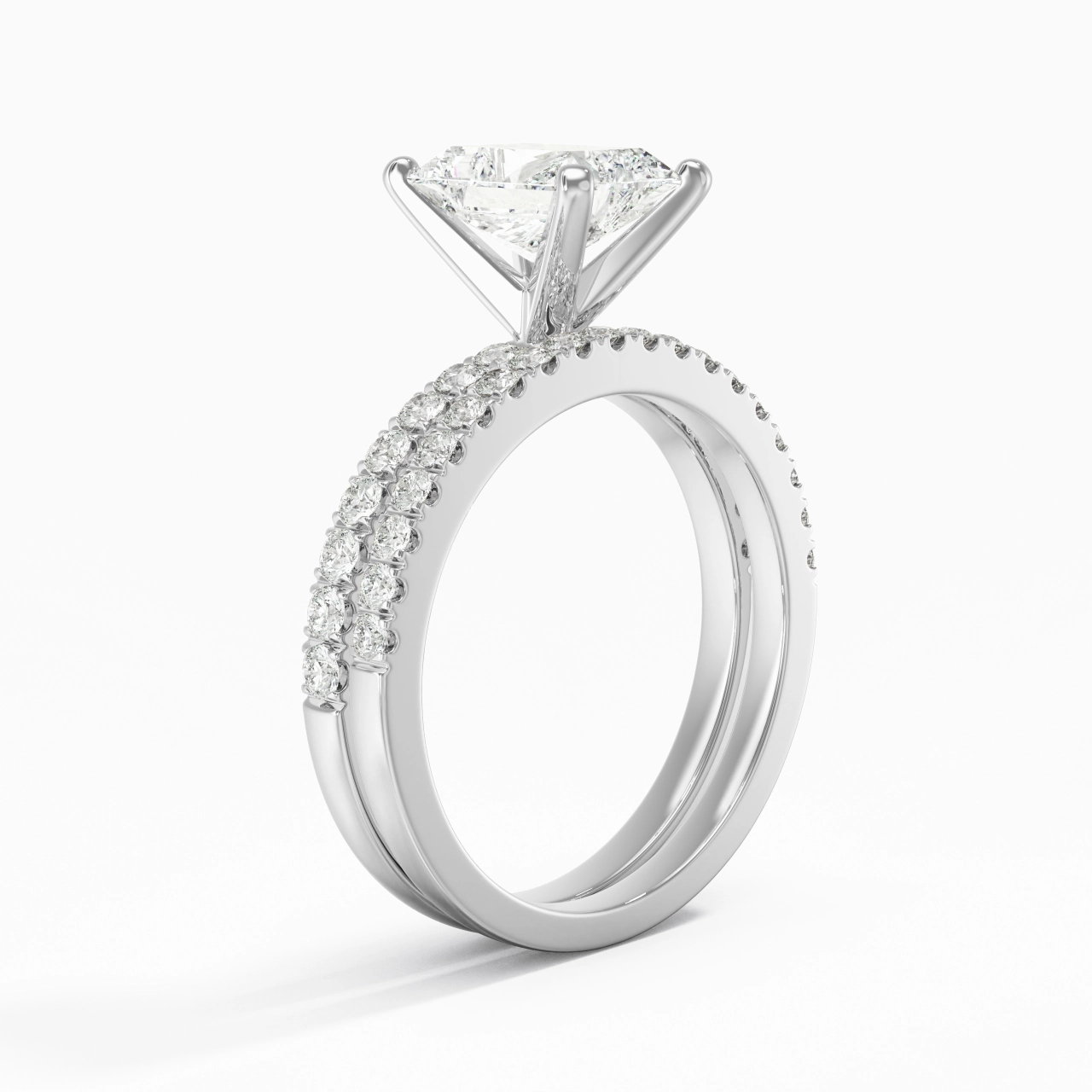 Prong Wedding Ring Set 2.00ct Moissanite