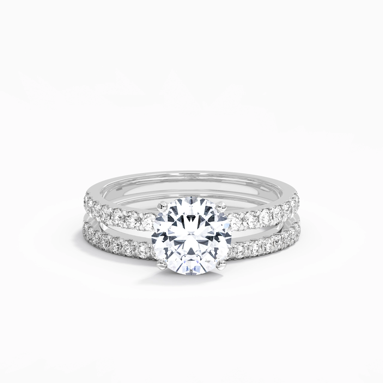 Prong Wedding Ring Set 1.50ct Moissanite