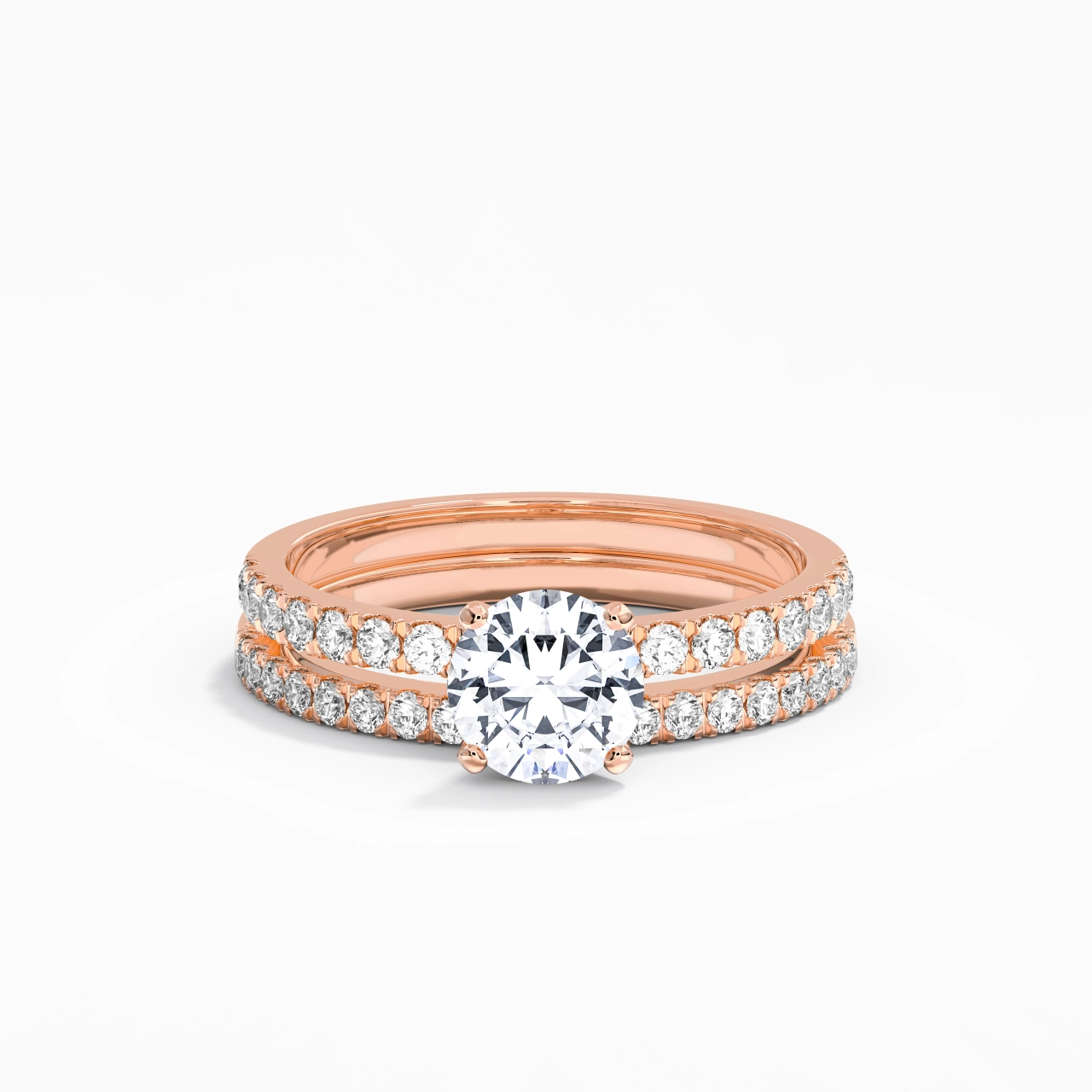 Prong Wedding Ring Set 1.00ct Moissanite