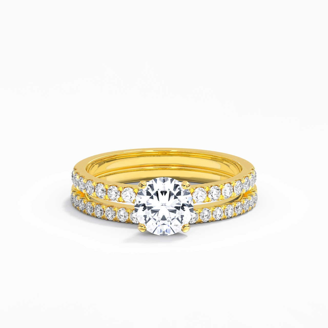 Prong Wedding Ring Set 1.00ct Moissanite