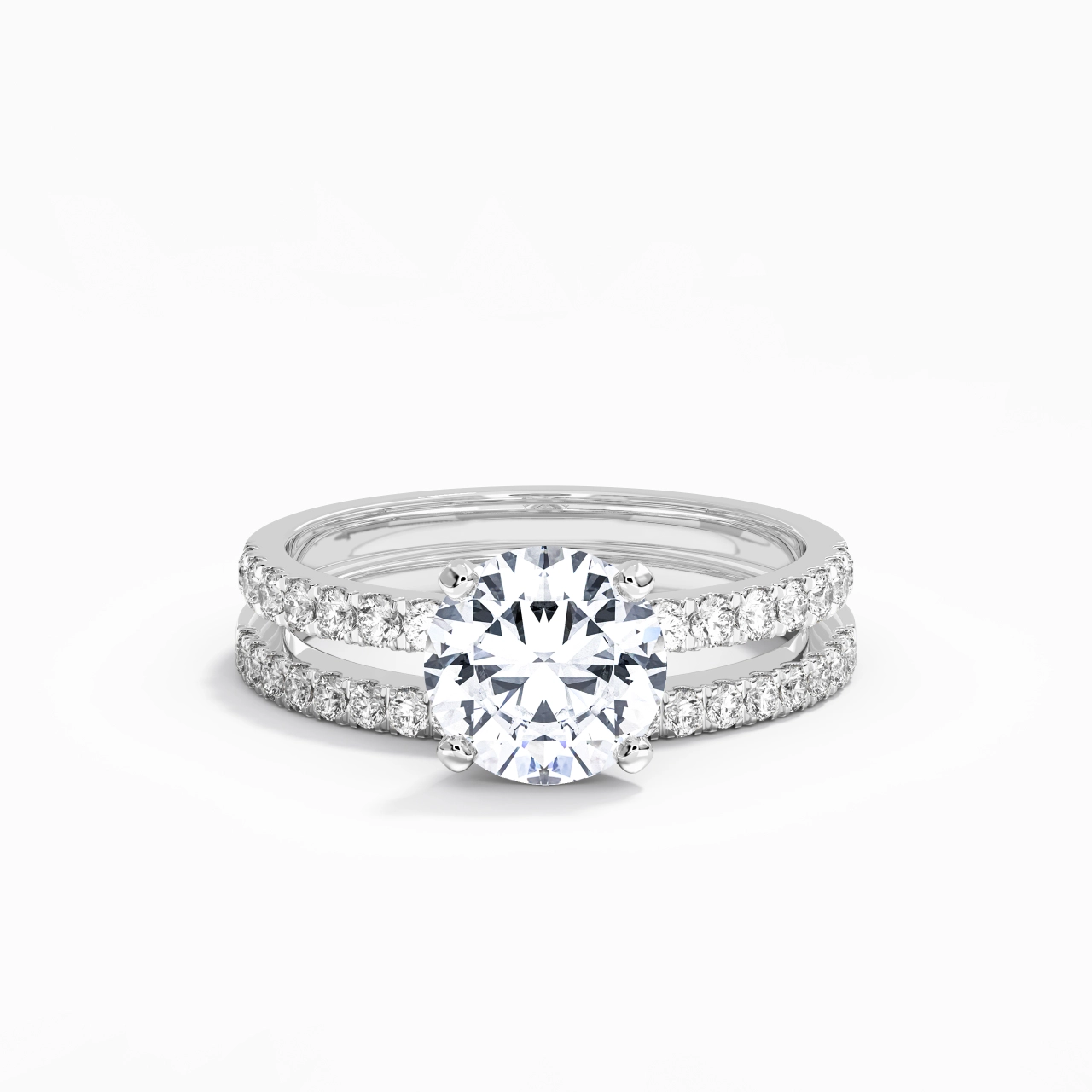 Prong Wedding Ring Set 2.00ct Moissanite