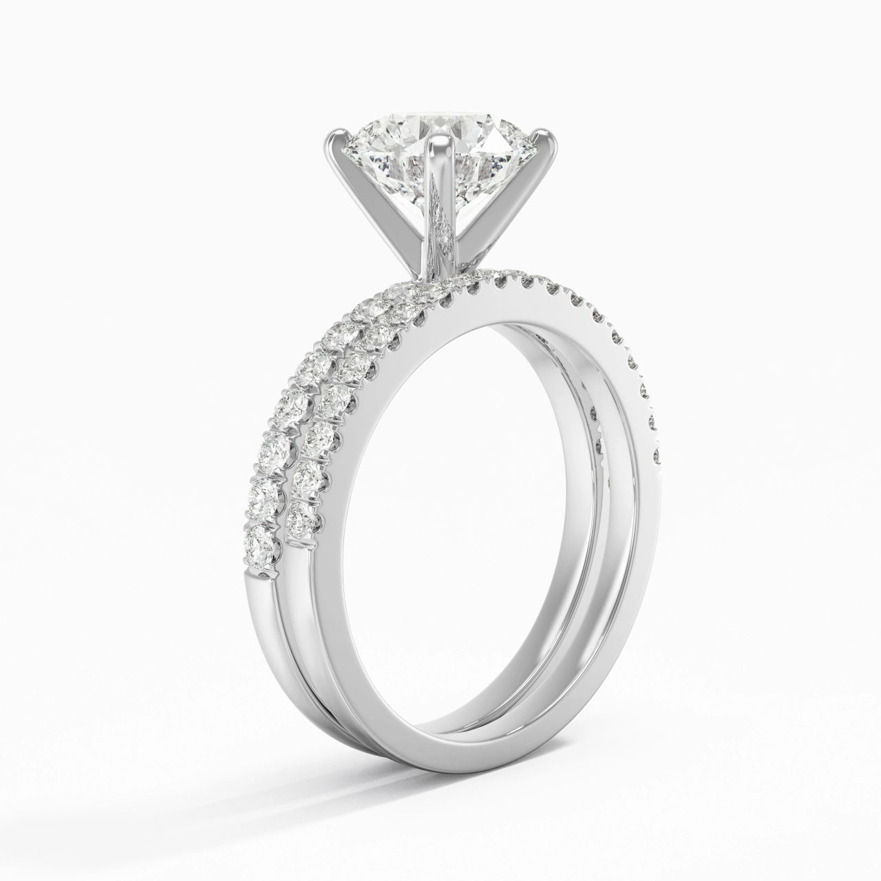 Prong Wedding Ring Set 2.00ct Moissanite