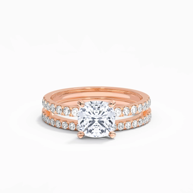 Tige Droite Classique Griffe Ensemble d'alliances Moissanite 2.00ct Coussin Argent sterling 925