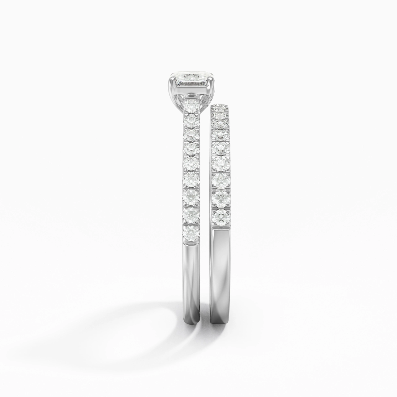925 Sterling Silver East West Straight Shank Bridal Set