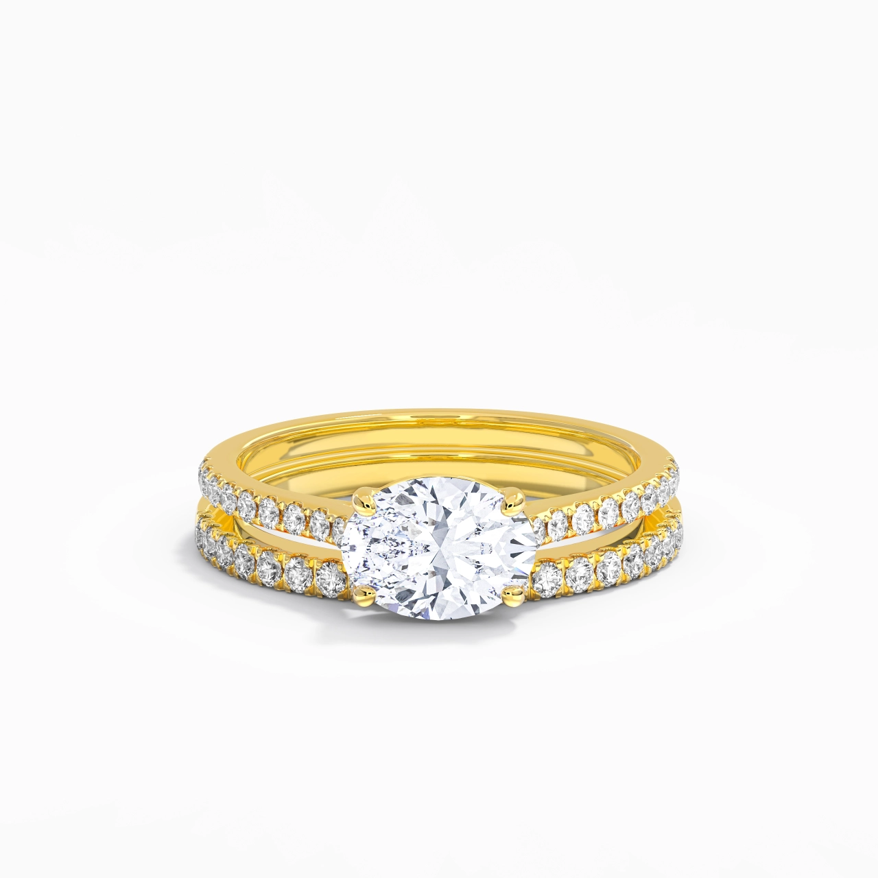 Argent sterling 925 Est Ouest Tige Droite Ensemble nuptial